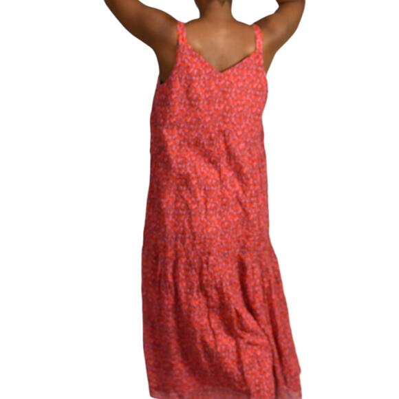 Joie Bondi Midi Dress Pink Tiered Cotton Sundress Loose Fit Straps Size Large - Picture 2 of 16
